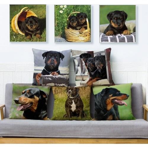 Germany Loyalty Rottweiler Dog Pillow Cover 45*45cm Cushion Covers Linen Pillow Case Car Sofa Home Decor Pet Pillows Cases
