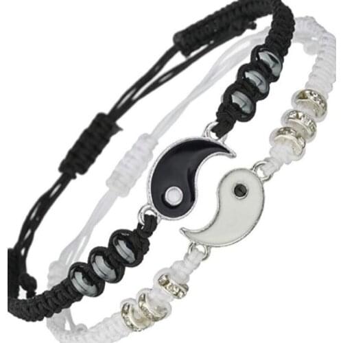 2021 New Best Friend Bracelet Matching Yin Yang Adjustable Cord Bracelet Is Suitable for Friendship and Valentines Day Gifts