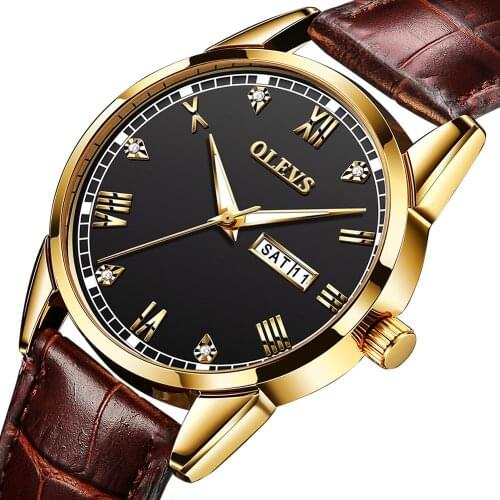 Original Brand Men Watches Luxury Designer Waterproof Gold Leather Simple Quartz Casual Business Wristwatch Fashion Male+Box