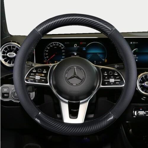 Anti Slip Car Carbon Fiber Steering Wheel Cover for Mercedes Ben AMG 38cm Models A C CLA E GLA GLC GLE S B CLS Class Accessories
