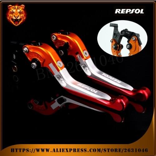 For HONDA CBR250R CBR300R CB300F CBR500R CB500F CB500X Motorcycle Adjustable Folding Extendable Brake Clutch Levers logo REPSOL