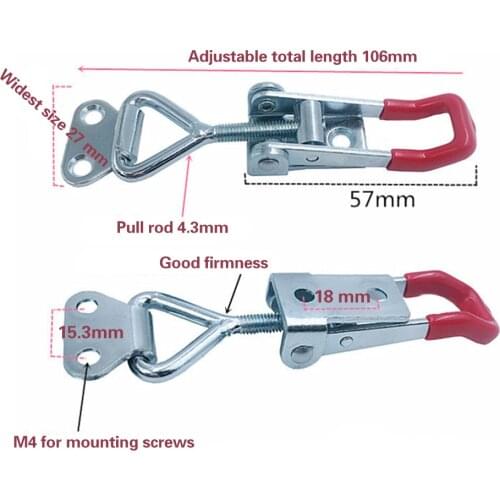 198Lbs 150KG Adjustable Toolbox Case Metal Toggle Latch Catch Clasp Quick Release Clamp Anti-Slip Push Pull Clamp Tools