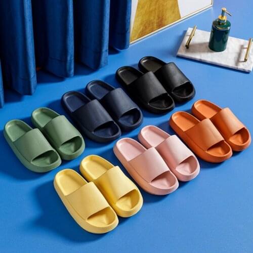 2021 Women Thick Platform Slippers Summer Beach Eva Soft Sole Slide Sandals Leisure Men Ladies Indoor Bathroom Anti-slip Shoes