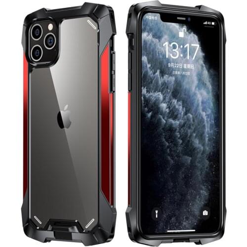 R-just Shockproof Silicone Airbag Phone Case For iPhone 12 Mini 11 Pro MAX Metal TPU Acrylic Back Cover Cases