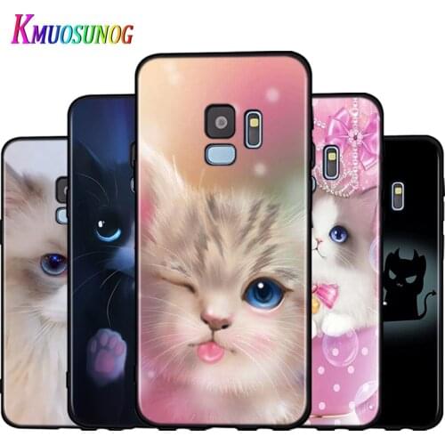 Silicone Cover Cute big eyes kitten cat For Samsung Galaxy A9 A8 A7 A6 A6S A8S Plus A5 A3 Star 2018 2017 2016 Phone Case