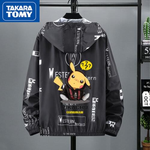 TAKARA TOMY Pokemon Mens Fashion Spring and Autumn Style Comfortable Sunscreen Clothes Simple Cartoon Casual Wild Jacket Jacket