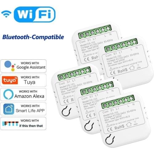 Tuya WiFi Smart Mini Switch Module 100-240V Wireless DIY Light Switch Relay Compatible With Alexa Google Home IFTTT