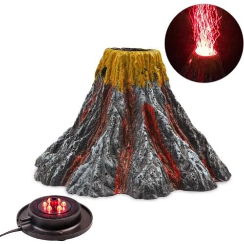 Aquarium Volcano Ornament Light Night Kit Air Bubbler Desktop Decorations for Fish Tank Aquarium Bubbler Gifts with LED Light