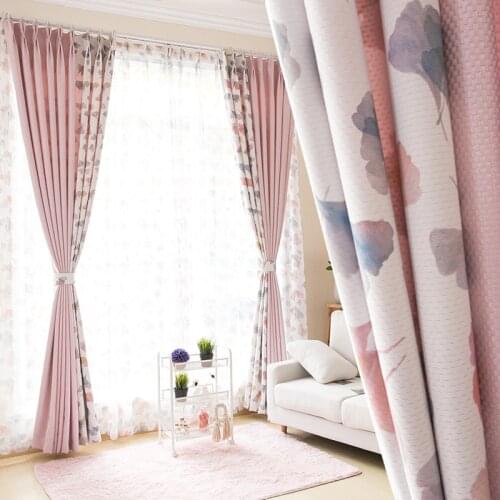 Modern Blackout Curtain for Girls' Bedroom Cotton Linen Splicing Curtain for kids Room Finished Window Curtain for Living Room
