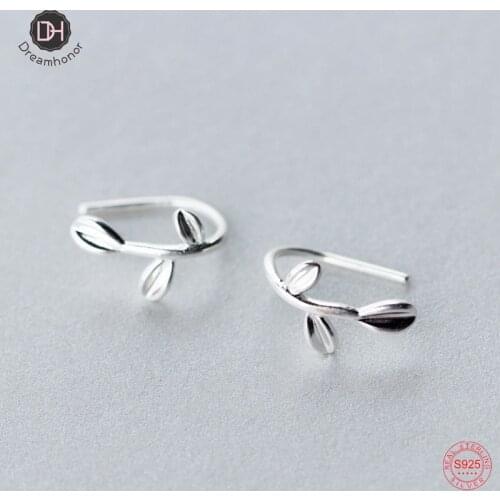 Dreamhonor Wholesale 925 Sterling Silver Simple Leaves Hook Earrings For Women Jewelry