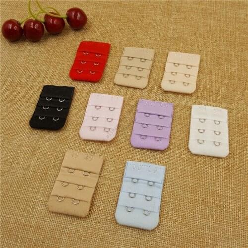 100pcs/lot ) 3 Rows 2 Ladies women Bra Extenders Nylon Clasp Strap useful Bra Strap Extender 9 Colors