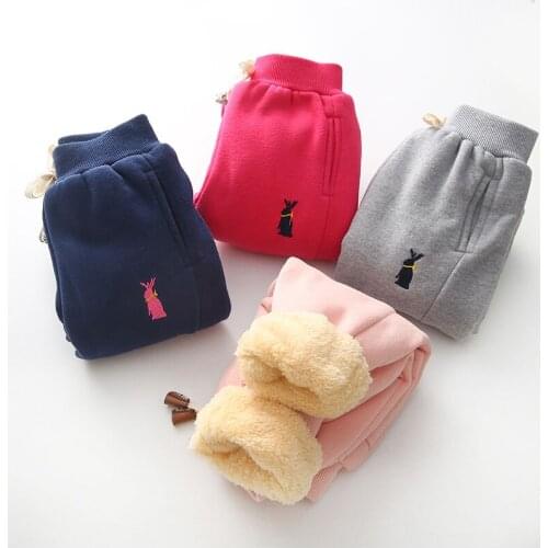 2020 winter warm plus velvet thickening pants solid children pants toddler trousers baby boys girls sports pants