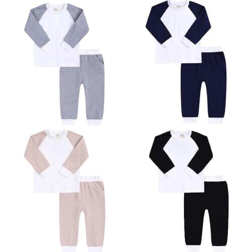 2021 Autumn Tracksuit Color Contrast Sleepwear Kids Clothing Girl Suits Fashion Pajama Sets For Girls Children Pajama 0-12 Year