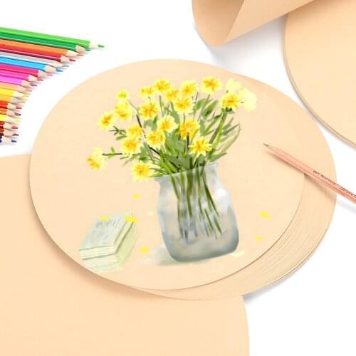 25/50 Sheets Of Round Kraft Paper Diy Handmade Paperboard Making Sketch Paper Thick Drawing Pad Painting Art School Supplies