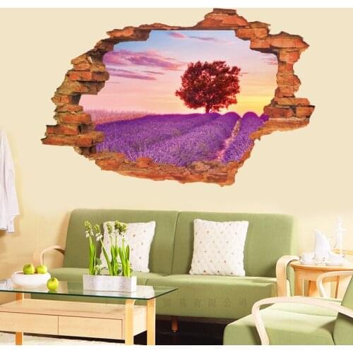 France Provence Lavender 3D wall sticker PVC Material DIY wall poster For Living room sofa background wall home decor sticker