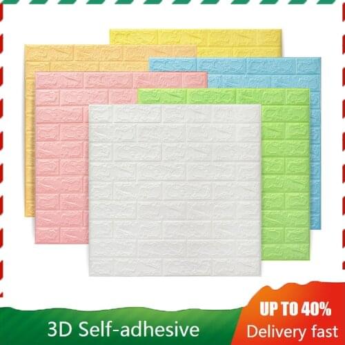 3d Wall Stickers Self-adhesive Imitation Brick Sticker Bedroom Decoration Waterproof Paper Brick Stone Wallpaper Hot Sale