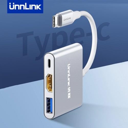 Unnlink Type C to HDMI-compatible USB3.0 PD Adapter UHD 4K for MacBook Galaxy S20/S10/9 Dex Mate 20 P30 P40 Switch