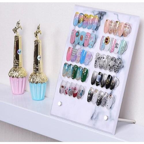 Acrylic transparent/marble 3D False Nail Tip Art Display Stand Board Magnet Adsorption Detachable Color Card