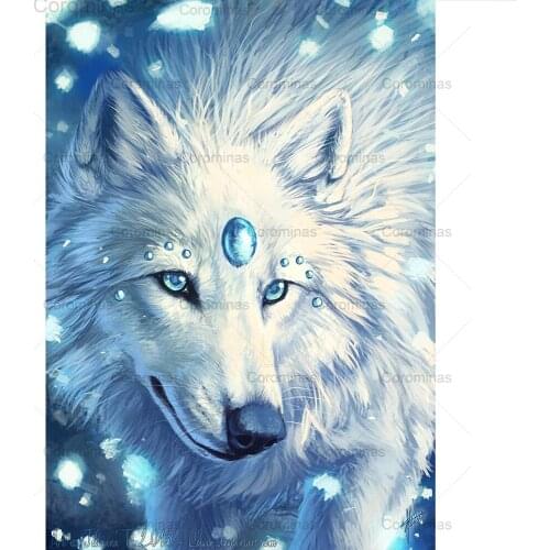 5D Diamond Painting Snow Wolf Water Drop Embroidery Full Drill Cross Stitch Wall Art Mosaic Rhinestones Kit Home Decoration Gift