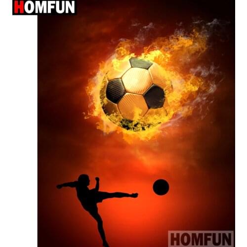HOMFUN Full Square/Round Drill 5D DIY Diamond Painting "Football fire" Embroidery Cross Stitch 5D Home Decor Gift A13989