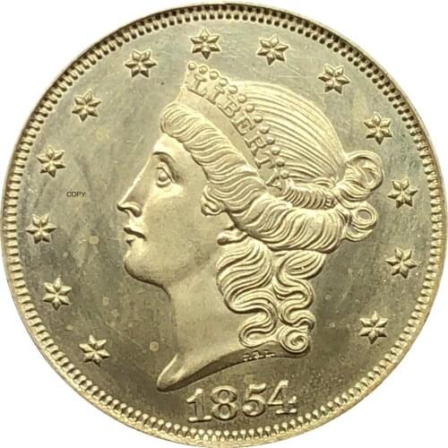 United States America Liberty Head Double Eagle US 1854 1854 O 1854 S Twenty Dollars No Motto Gold Coins Brass Metal Copy Coins