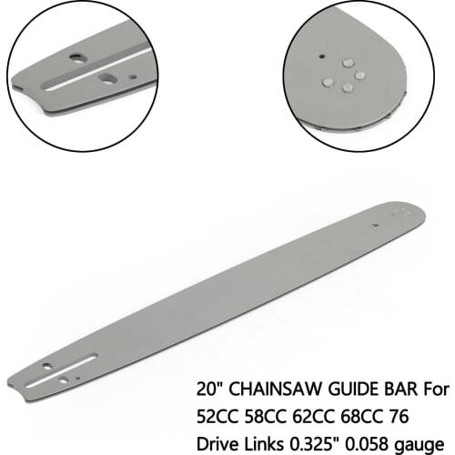 Areyourshop 20 inch CHAINSAW GUIDE BAR For 52CC 58CC 62CC 68CC 76 Drive Links 0.325" 0.058 gauge