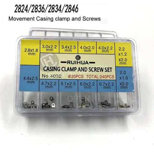 Free Shipping 1Box Movement Casing clamp and Screws Watch Movement Repair Part for ETA 2836/2834/2846/2834