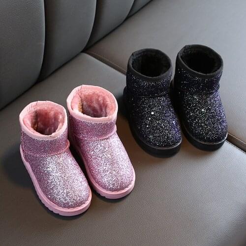 2021 Fashion Sequins Plush Warm Children Winter Ankle Boots For 3 5 6 7 8 9 10 12 Year Girls Kids Snow Boots Female Child Shoe