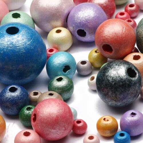 6-25mm 5-500pcs Round Ball Mixed Colorful Natural Wooden Beads Loose Beads For Jewelry Making DIY Costume Necklace Accessories