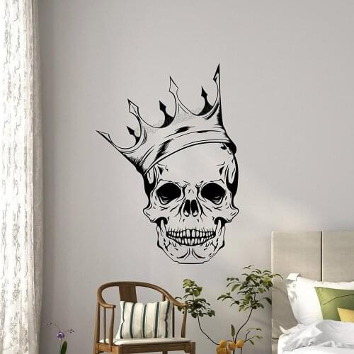 Skull Diadem Wall Decal Crown Corona Poster Artwork Dead Vinyl Wall Sticker Home Wall Art Decor Teen Kids Boys Room Decor B061