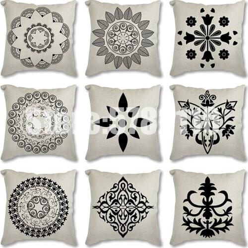 Black Geometric Cushion Cover Home Decor Cotton LinenPillow Cover 45x45cm Decorative Chevron Pillows Case sofa Pillowsham