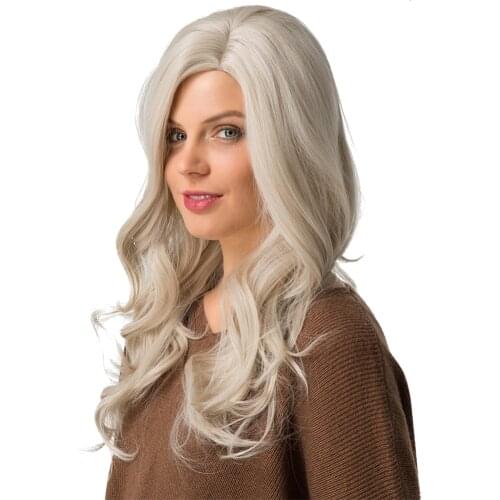Side Parting 22" Long Curly Wigs Resistant Synthetic Hair for Women