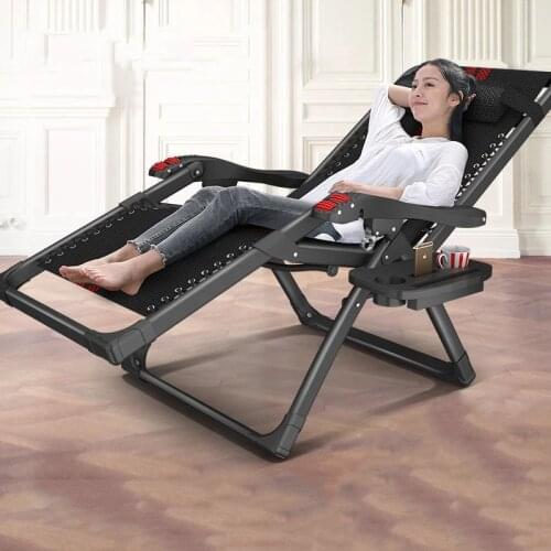 Home Office Portable Nap Bed Lounge Chair Patio Foldable Adjustable Recliner Chair with Pillow for Outdoor Leisure Chair