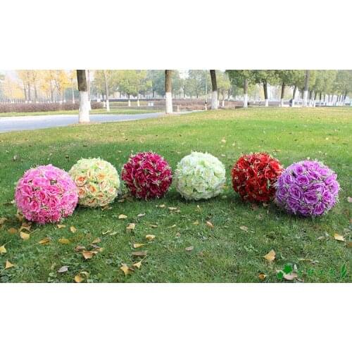 10"/25 CM Artificial Rose Silk Flower Kissing Balls Starry Hanging Flowers Ball For Wedding Christmas Ornaments Party Decoration