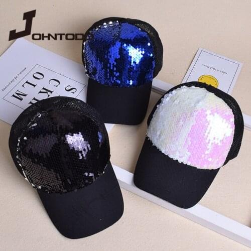 2021 New Fashion Women Man Baseball Caps Color Snapback Sequins Mesh Cap Outdoor Sports Paillette Adjustable Summer Gorras