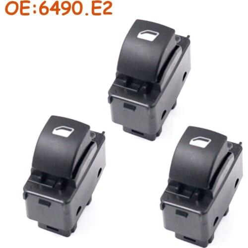 3 pcs/lot 6490.E2 6490E2 Car Single Power Master Window Regulator Control Switch Button For Peugeot 207 High Quality