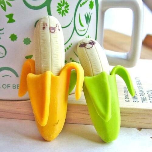 2PCS/Lot Cute Banana-shaped Pencil Eraser Rubber Novelty Kids School Stationery Gift Office & School special stationery