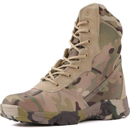 2021 Mens Combat Boots Non-slip Wear-resistant Camouflage Shoes Boots Tactical Boots Desert Boots High-top Hiking Boots