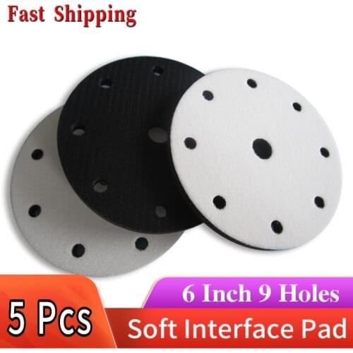 Soft Interface Pad 6" 9 Holes 150mm Hook and Loop Damping & Protection Sanding Pad Power Tool Parts for Polishing & Grinding