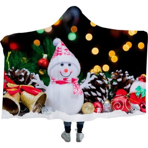 Happy Christmas Tree Hooded Cloak Blanket Cover Blanket Double Plush Cover Blanket Office Lunch Break Air Conditioning Blanket