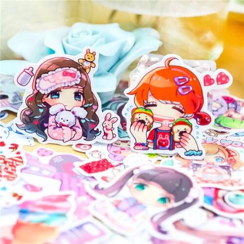 Stickers 40pcs Cute girl Paper Stickers Scrapbooking Decoration DIY toy phoneAblum Diary Label Sticker Kawaii Stationery