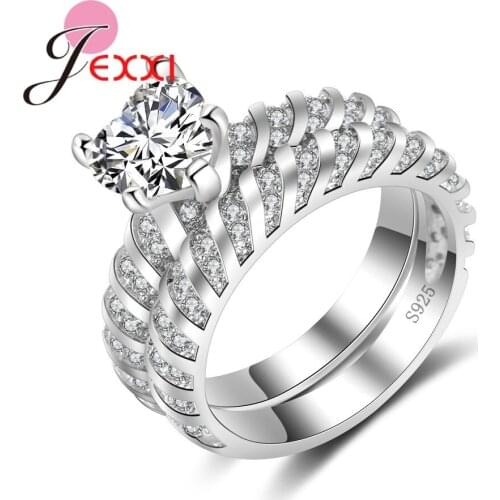 New Classic Heart Cubic Zirconia Winding Rhinestone 100% Silver Engagement Rings For Girls/Women Hot Sale