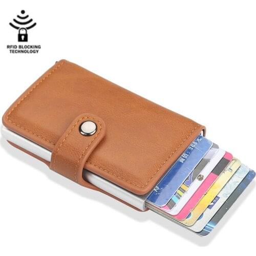New Rfid Anti-magnetic Card Holders Smart Wallets Men PU Leather Purse Vintage Short Women Purses Mini Money Bag Dropshipping