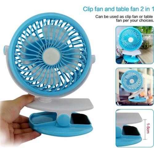 360 Degree Rotate USB Fan Portable USB Hand Fan Rechargable Oscillating Clip Desk Stroller Fan For Kids