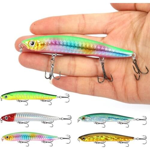 1PCS Lifelike Pencil Fishing Lures Jig 8g/90mm Top Water Bionic Wobblers for Fishing Hard Bait Treble Hook Tackle CrankBait