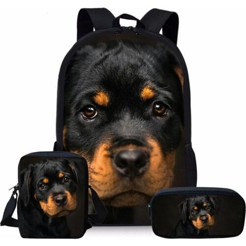 Cute Rottweiler Dog Print School Backpack Set for Teenager Boys Girls Cool Children Kids Bagpack Student Book Bags