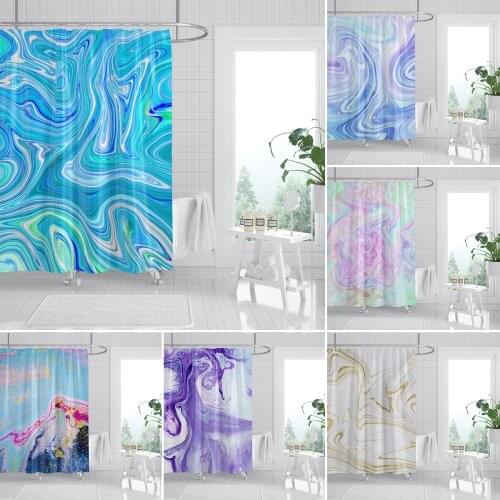 Modern Marble Print Shower Curtain Polyester Fabric Stripes Printing Bath Curtain 180*200CM Bathroom Home Decor With Hooks