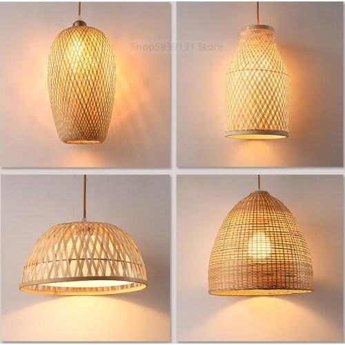 Modern Bamboo Weave Pendant Lights Creative Art Decoration Pendant Lamps Chinese Style Hanging Lamp Home Deco LED Light Fixtures