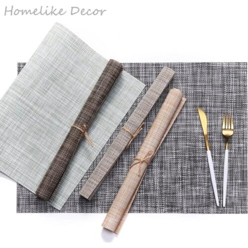 4pcs/set Linen Placemats Table Mat Waterproof Tablecloth Coasters Pads Heat Insulation Mat Dining Table Mat 45x30cm