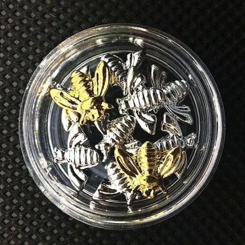 Bees Nail Art Mixed Metal 3d Decorations Charms Nailart Supplies Silver Insect Bling Ornaments Design Bottle Nail Accessories